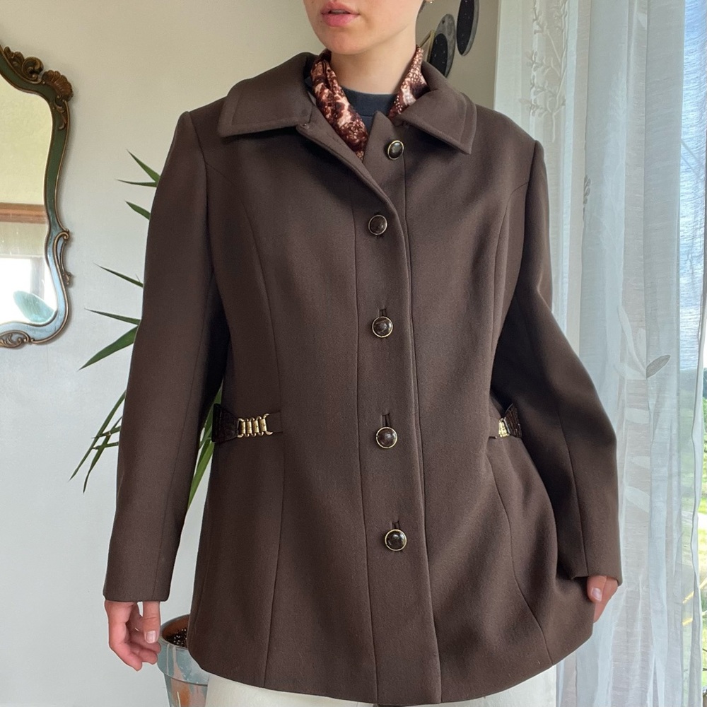 Vintage Brown Blazer Jenny Buffalo, NY Blazer Jacket Gold Hardware - Picture 3 of 14